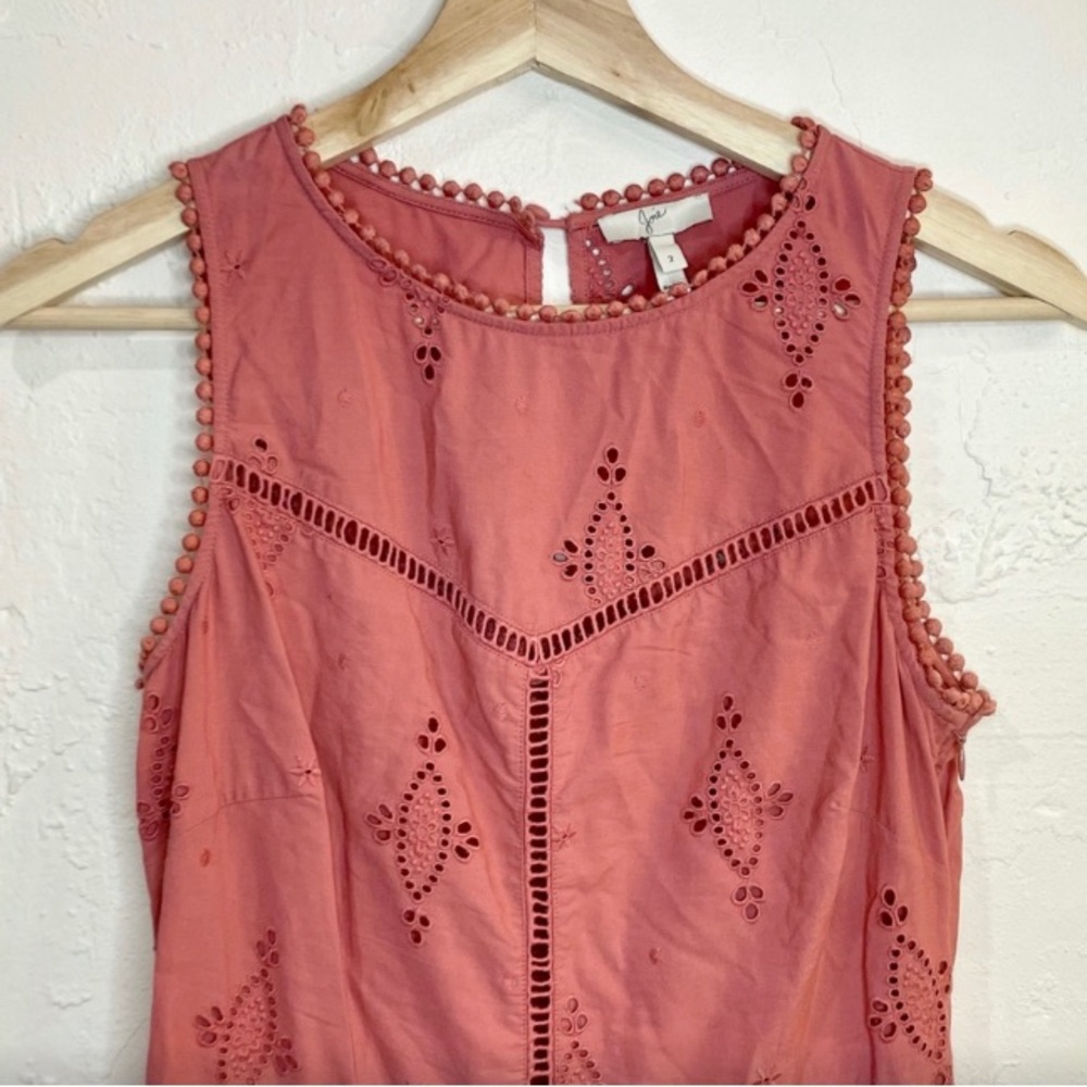 Joie - Southwest Embroidered Eyelet Scalloped Salmon Pink Sundress - Picture 6 of 12